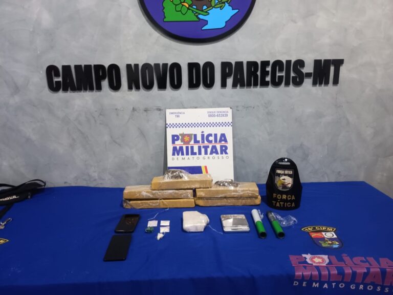 Força Tática apreende 5kg de drogas em “Cabaré” e conduz quatro pessoas em Campo Novo do Parecis